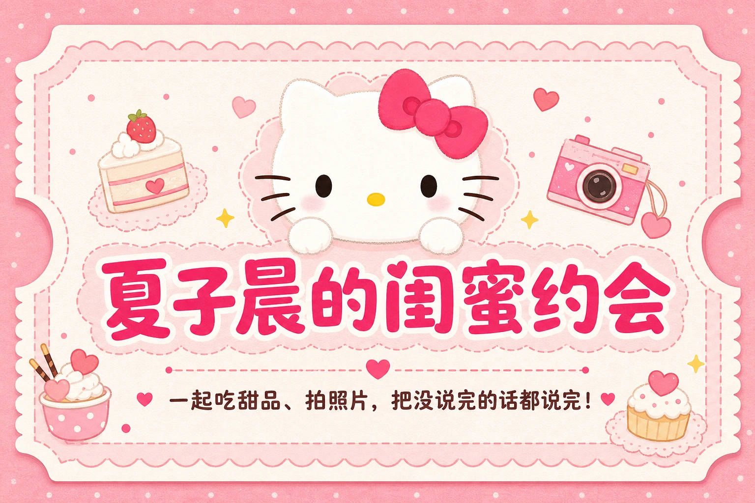 夏子晨的闺蜜约会，粉色甜品与相机主题